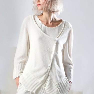 Asymmetric Wool Blend Knit Cardigan in BONE or DIJON