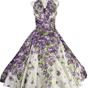 1950’s Glitter Floral Halter Garden Party Dress Size S
