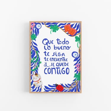 Good Luck Poster, Spanish Art Prints, Housewarming gift, Graduation Gift 