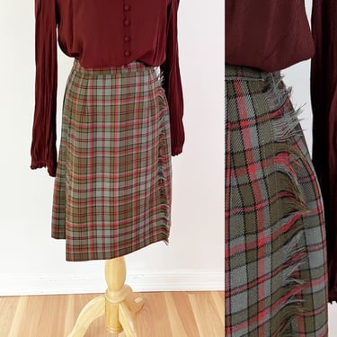 SIZE XS Vintage 1960s Fall Box Pleated Skirt - Wool Peck & Peck Tartan Schoolgirl Skirt - Dark Academia 