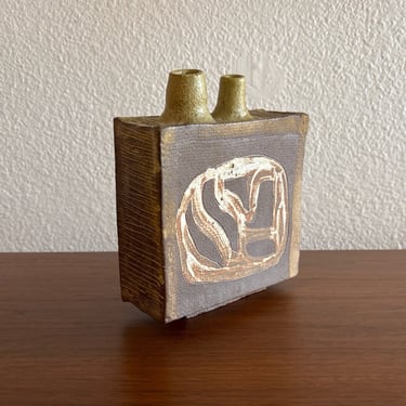 Square stoneware bud vase