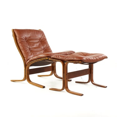 Westnofa Mid Century Bentwood Brown Leather Siesta Chair with Ottoman - mcm 