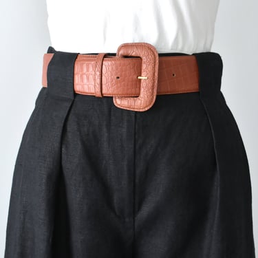vintage wide brown leather belt 