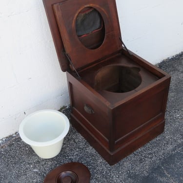 Victorian Eastlake Commode Chamber Potty Chair Toilet Box Solid Wood 3721