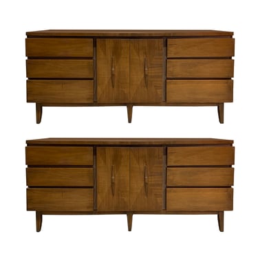 Pair of American of Martinsville Style Mid Century Modern Dresser Credenza 
