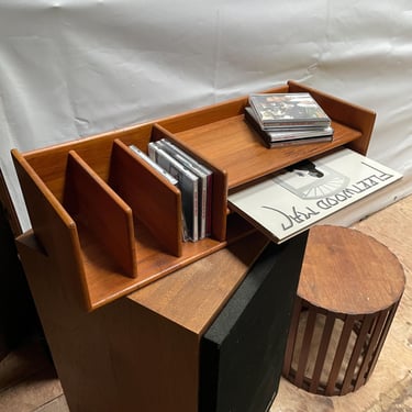 Danish Teak Desktop Storage Letter Paper Box Slots Vintage Mid-Century Modern Scandinavian 1960s 