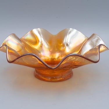 Dugan-Diamond Daisy Dear Marigold Carnival Glass Bowl, Flared Edge | Antique Iridescent Glass 