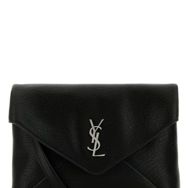 Saint Laurent Men Black Leather Cassandra Clutch