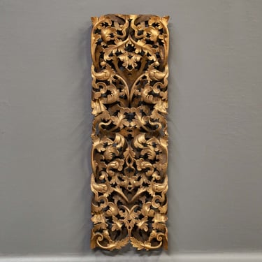 Heavily Carved Thai Floral Panel