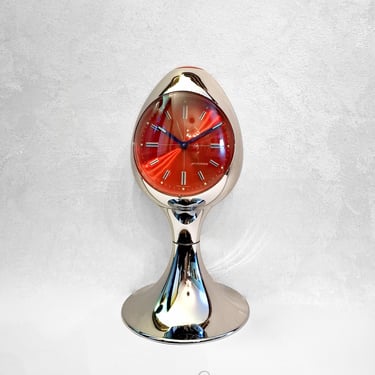 Staiger Germany Table Clock 1970s Space Age Chromed Mechanical Design Icon Collectors Item 