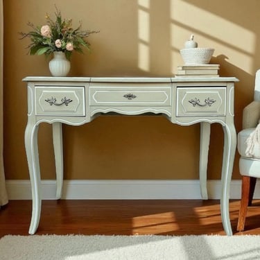 Henry Link French Provincial Vanity Table with Mirror – Vintage Green Makeup Desk & Storage, Elegant Cabriole Legs, Romantic Cottage Style 