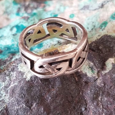 Sterling Celtic Knot Ring Size 7.5~Signed Vintage Trinity Band 8.5 mm Sterling Silver 925~Nordic Viking Ring~JewelsandMetals 