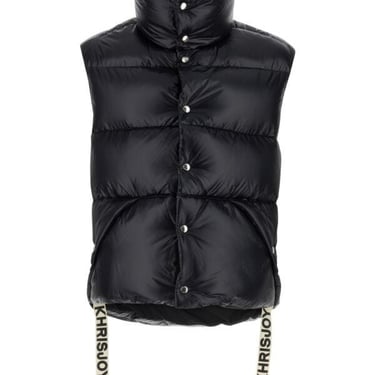 Khrisjoy Men Black Nylon Sleeveless Puff Shiny Down Jacket