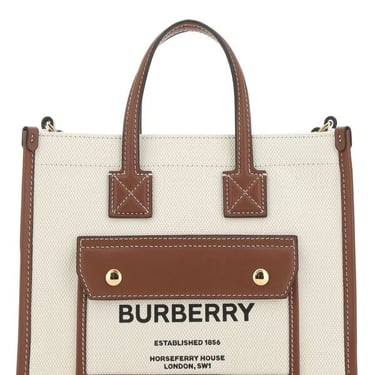 Burberry Women Two-Tone Canvas And Leather Mini Freya Handbag