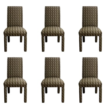 Contemporary Modern set of 6 Parsons Style Dining Side Chairs 