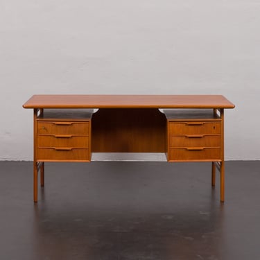 Freestanding teak desk, model 75 Gunni Omann for Omann Jun's Møbelfabrik, Denmark, 1960s 