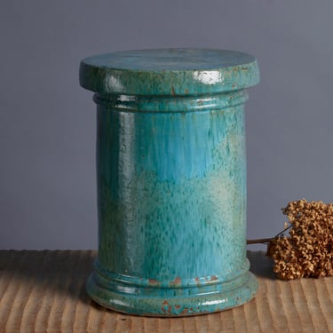 Small Stool with Blue Green Glaze from Borneo