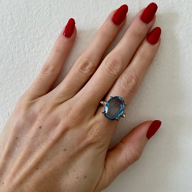 90s Light Blue Glitzy Cocktail Ring