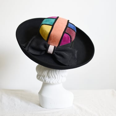 1980s Colorblock Wide Brim Hat 