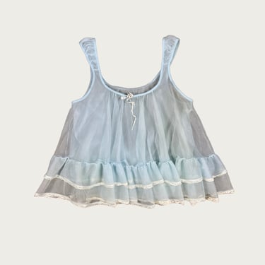 (M) 60s/70s Powder Blue Sheer Mesh Babydoll Nightie
