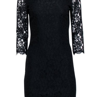 Diane von Furstenberg - Black Lace Crop Sleeve Dress Sz 6