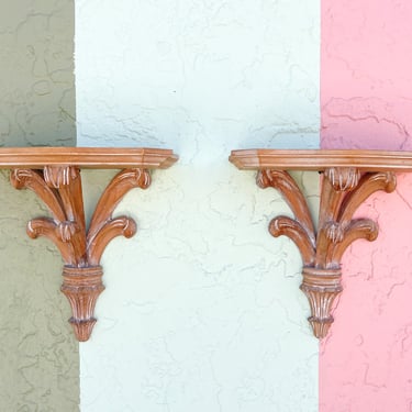 Pair of Italian Wooden Wall Sconces