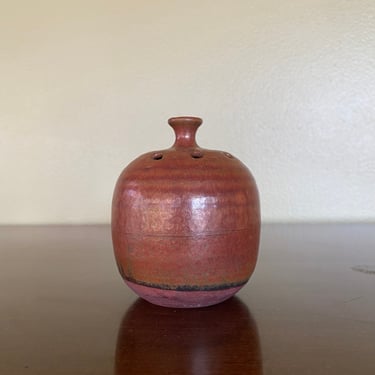 Midcentury Modern handmade Ceramic Red Pottery Takahashi San Francisco small Bud Vase 