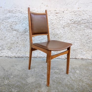 Vintage Wooden Chair/ Wood and Brown Leather Chair / Dining Chair/ Stol Kamnik Chair/ Stol Kamnik/ Retro Furniture/ Yugoslavia Chair/ 60s 