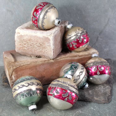 Vintage Shiny Brite Black Glittered Christmas Ornaments | Set of 6 | 2" Glass Balls | Vintage Christmas Ornaments | Bixley Shop 