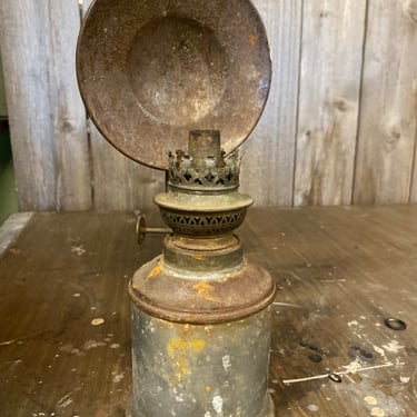 Antique Wall Mounted Oil Lamp with Heat Shield