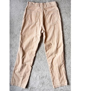 Tan Corduroy Grapevines Jeans Pants 1980's, 1970's Vintage Cotton, Size 7, Disco Hippie High rise 