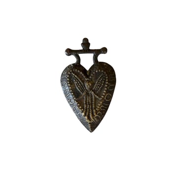 19th Century Heart Shaped Metal Relic or Ornament- A Shadwell Sham 