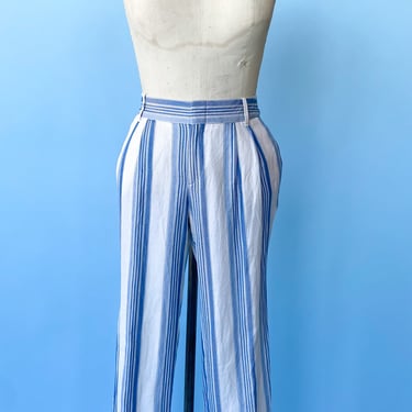 Y2K Gucci Blue & Cream Pinstripe Pants, sz. M