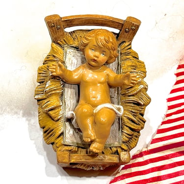 VINTAGE: 1991 Original Fontanini Depose Italy baby Jesus and Manger - Made in Italy - Baby and Cradle - Nativity Replacements 