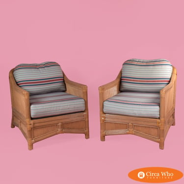 Pair of Split Rattan Tube Chairs