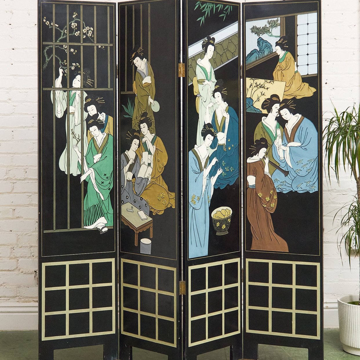 Japanese Golden Geisha Screen Room Divider | Sunbeam Vintage - Highland ...