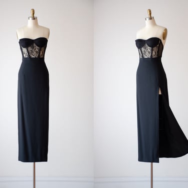 black maxi skirt | 90s y2k vintage minimalist sexy high slit floor length skirt 