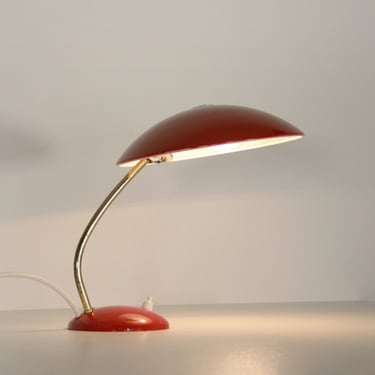 Red Vintage Christian Dell Kaiser Idell Bauhaus Mushroom 6781 Desk Lamp Modernist Reading Home Office Industrial Table Banker Machine Age 