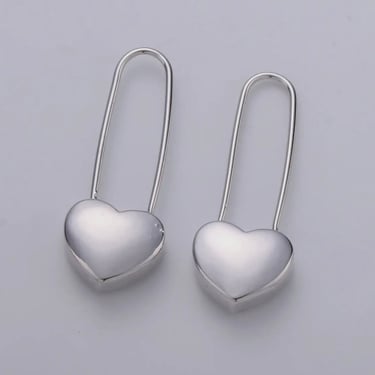 Silver Plated Heart Drop Earrings