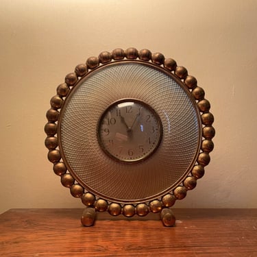 1930s Fancy Table Clock Brass-toned Metal 