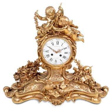 Napoleon III Gilt Bronze Clock by Raingo Freres