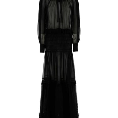 Saint Laurent Women Black Muslin Long Dress