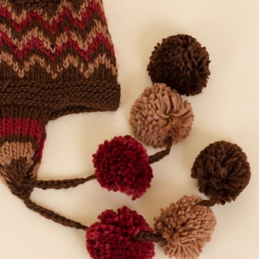 FAIRE Pom Poms Hat - Brown