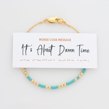 It's About Damn Time Morse Code Bracelet for Wedding Gift, Unique Engagement Gift for Best Friend, Bachelorette Party Gift, LEILAJewelryShop 