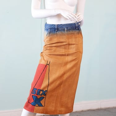 Jean-Charles de Castelbajac bleachedand painted skirt 