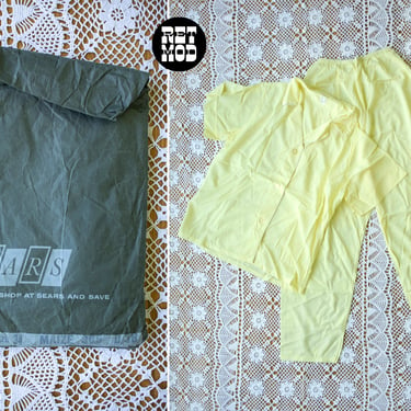 DEADSTOCK Comfy Vintage 60s Light Yellow Nylon Pajamas Set 