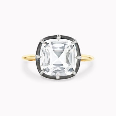 White Topaz Cushion Collet Solitaire Ring