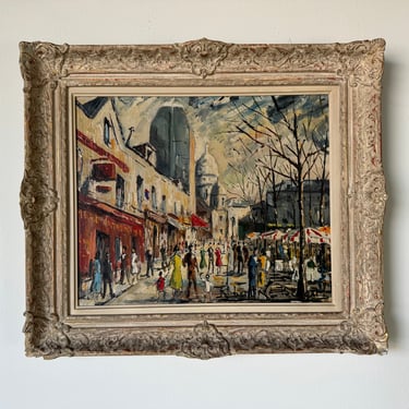 Robert Le Berger (French, 1905-1972)   'Place du Tertre' Oil Painting, Framed 