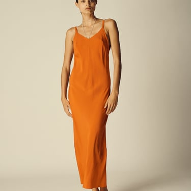 Orange Silk Crepe Slip Dress
