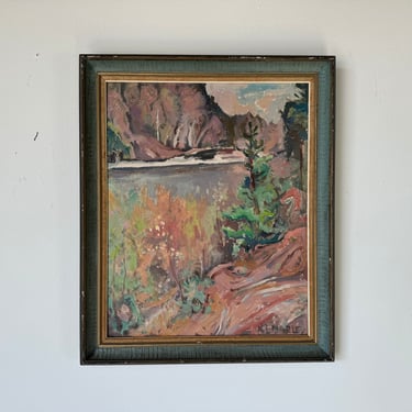 1960's Vintage Impressionist  Plein Air Landscape Oil Painting, Signed 